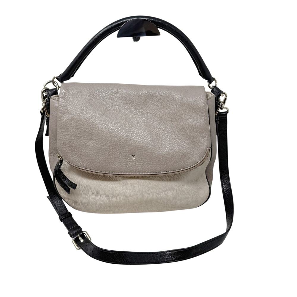 Kate Spade Gray Black Leather Cobble Hill Devin Satchel Bag Purse Crossbody Hobo
